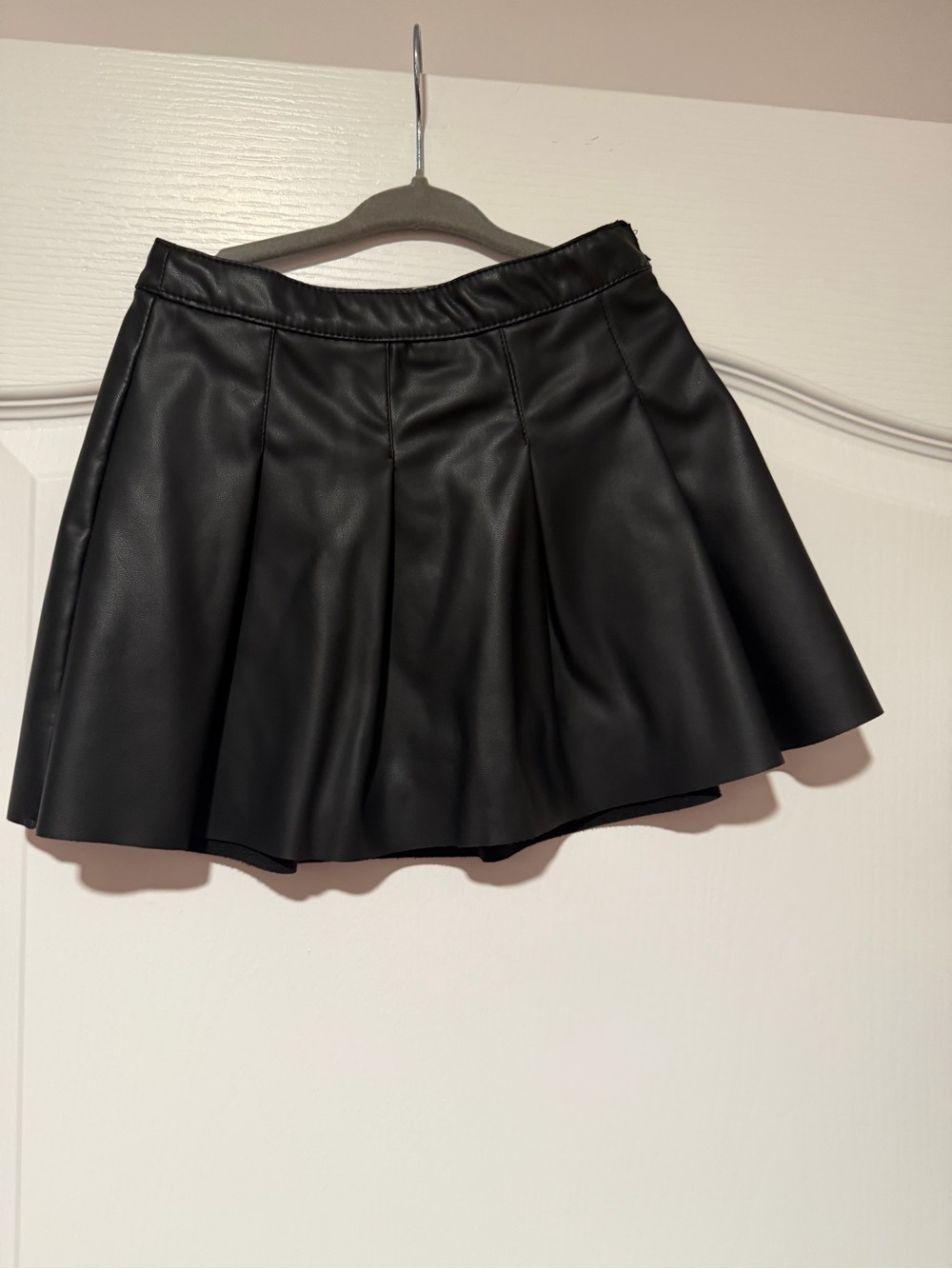 Zara Kids Black Faux Leather Skater Mini Skirt